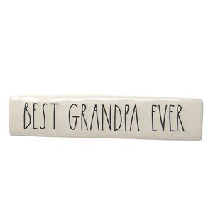 Rae Dunn BEST GRANDPA EVER Ceramic Desk Nameplate Sign Paperweight Office Decor